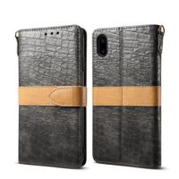 Splicing kleur krokodil textuur PU horizontale Flip lederen case voor iPhone X/XS met portemonnee & houder & kaartsleuven & Lanyard (grijs)