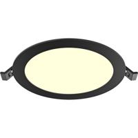 LED Downlight Inbouwspot Dimbaar - Brinton Thin - 12W 1120lm 120° Bundelhoek - Warm Wit 3000K - IP40 - Rond - Zwart - Ø170mm Buitenmaat - Ø150mm Zaagmaat