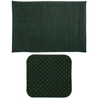 MSV Douche anti-slip mat en droogloop mat - Sevilla badkamer set - rubber/microvezel - donkergroen - thumbnail