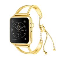 Letter V vorm armband metalen pols horloge Band met roestvrij stalen gesp voor Apple Watch serie 3 & 2 & 1 42mm (goud)