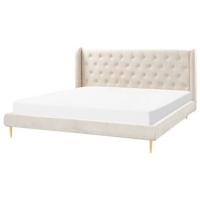 Beliani - FORBACH - Tweepersoonsbed - Beige - 180 x 200 cm - Fluweel