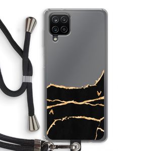 Gouden marmer: Samsung Galaxy A12 Transparant Hoesje met koord