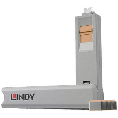 LINDY Kabel Sleutel voor USB-C-poort Set van 4 stuks Oranje Incl. 1 sleutel
