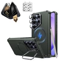 Galaxy S26 Ultra Bundle Cyber Tough Magnetic Case (Stash Stand) and Armorite® Pro Privacy Screen Protector - Olive Green