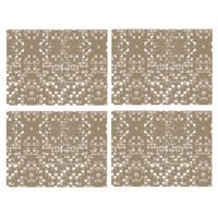 12x stuks retro stijl placemats van vinyl 40 x 30 cm beige - thumbnail