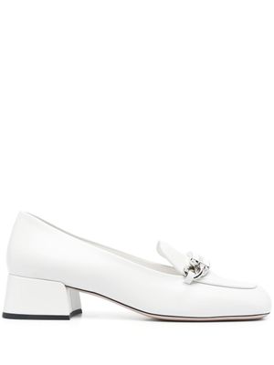 Miu Miu mocassins en cuir à plaque logo - Blanc