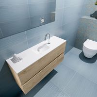 Mondiaz Ada 100cm toiletmeubel washed oak met wastafel talc midden 1 kraangat - thumbnail