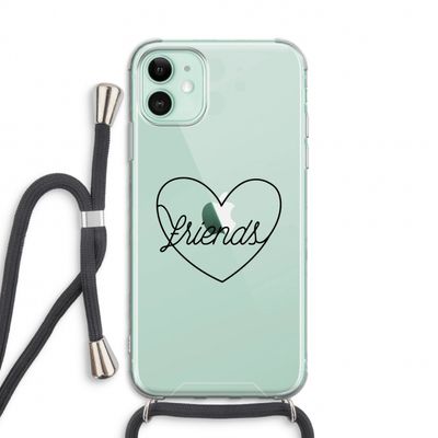 Friends heart black: iPhone 11 Transparant Hoesje met koord