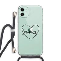 Friends heart black: iPhone 11 Transparant Hoesje met koord