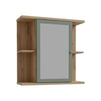 Wandkast - Artisan eiken / Saliegroen - 1 deur met spiegel - Badkamermeubel - 69,9 x 23,2 x 68,8 cm