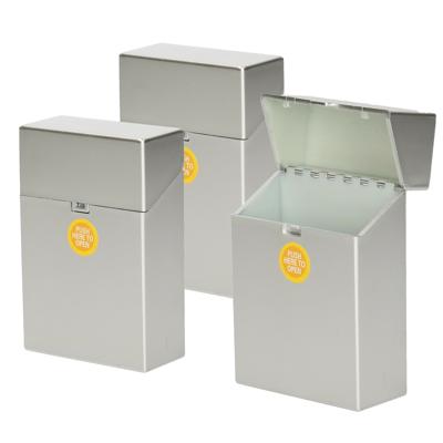 Sigarettendoosje - 3x - zilver - kunststof - 6 x 3 x 9 cm - bewaarbox - sigarettenkoker - peukenbox