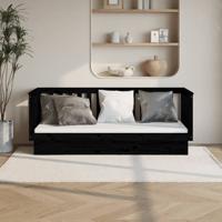 Slaapbank 75x190 cm massief grenenhout zwart - thumbnail