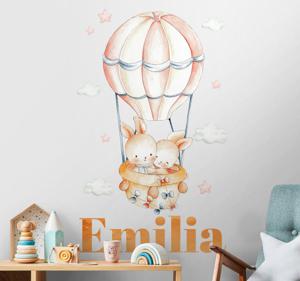 Muurstickers tekeningen Pastel ballon met lieve dieren