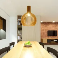 Hanglamp hout &apos;Bois&apos; zwart / blank hout E27 design