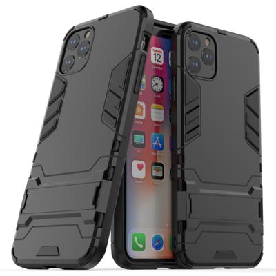 Schokbestendige PC + TPU case met houder voor 11 Pro Max (zwart)
