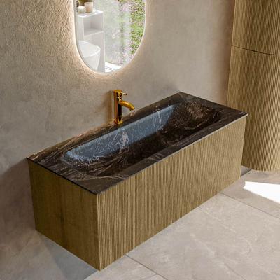 Badmeubel Mondiaz Kurve-Dlux | 110 cm cm | Meubelkleur Dusk | Wastafelkleur Lava | Solid surface | Wasbak midden spoelbak | 1 kraangat