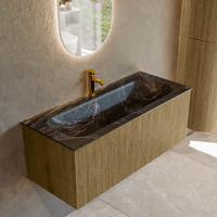 Badmeubel Mondiaz Kurve-Dlux | 110 cm cm | Meubelkleur Dusk | Wastafelkleur Lava | Solid surface | Wasbak midden spoelbak | 1 kraangat