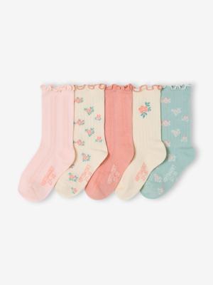 Set van 5 sokken voor meisjes abrikoos