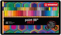 STABILO point 88, fineliner 0.4 mm, ARTY metalen etui met 66 stuks, 65 kleuren - thumbnail