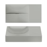 Clou Vale fontein 38 cm zonder kraangat rechts mat grijs keram CL/03.32161.R