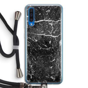 Zwart marmer: Samsung Galaxy A50 Transparant Hoesje met koord
