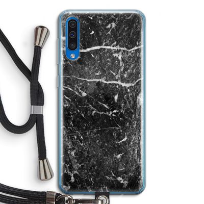 Zwart marmer: Samsung Galaxy A50 Transparant Hoesje met koord