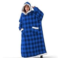Hoodie deken  blauw geblokt