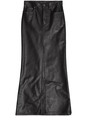 Balenciaga jupe longue en cuir à taille moyenne - Noir