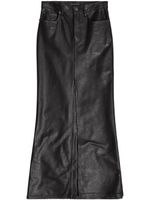 Balenciaga jupe longue en cuir à taille moyenne - Noir