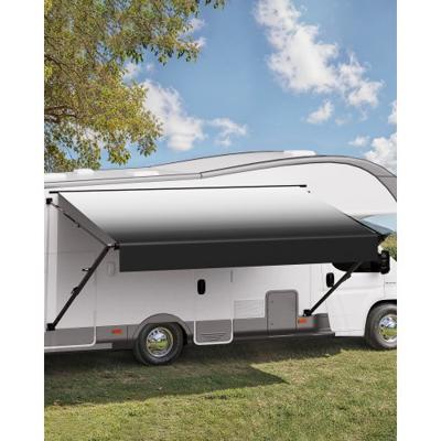 VEVOR Caravan Luifel 610cm Handmatige Zonwering Zeil Zwarte Stoffen Privacy Scherm