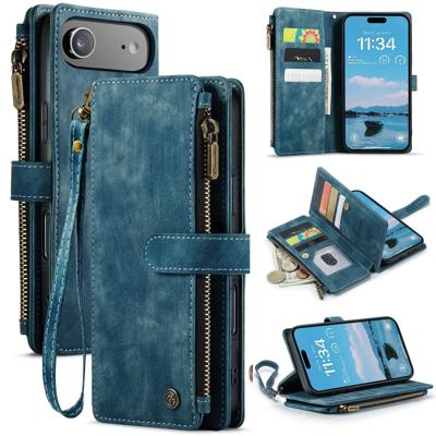 Caseme iPhone 17 Air PU leren hoesje -portemonnee - Blauw