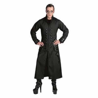 Gothic/vampier lange jas verkleedkleding - zwart - heren - carnaval/halloween Gothic/vampier lange jas verkleedkleding - zwart - heren - carnaval/halloween