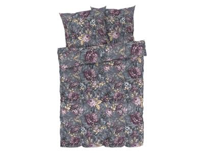 LIVARNO home Dekbedovertrek 200 x 200 cm (Bloemen/grijs)