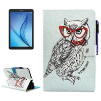 Samsung Galaxy Tab E 9.6 inch / T560 horizontaal Uil met bril patroon PU leren Flip Hoesje met houder, slaap / ontwaak functie en opbergruimte voor pe