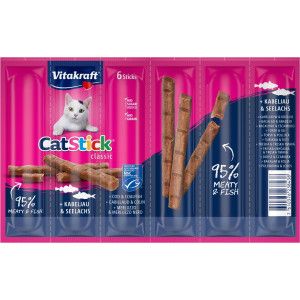 Vitakraft Catstick Classic met kabeljauw & koolvis kattensnack 10 x 6 sticks