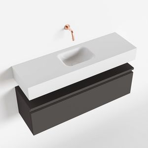 Toiletmeubel Mondiaz Andor | 100 cm | Meubelkleur Dark grey | Lex vrijhangend wastafel Talc Midden | Zonder kraangat