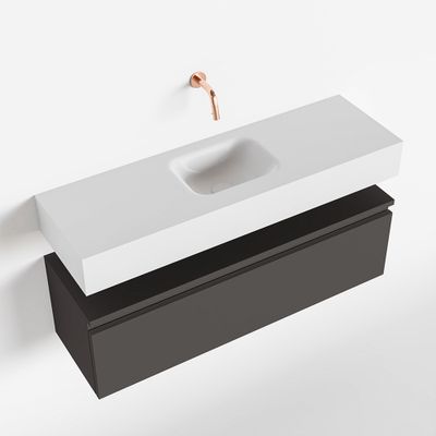 Toiletmeubel Mondiaz Andor | 100 cm | Meubelkleur Dark grey | Lex vrijhangend wastafel Talc Midden | Zonder kraangat