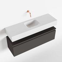 Toiletmeubel Mondiaz Andor | 100 cm | Meubelkleur Dark grey | Lex vrijhangend wastafel Talc Midden | Zonder kraangat