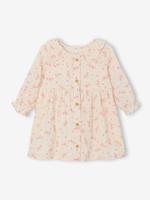 Jurk voor babymeisjes van katoenen gaas ecru