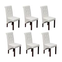 Eetkamerstoelen 6 st kunstleer wit Eetkamerstoelen 6 st kunstleer wit