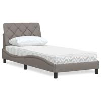 Bed met matras stof taupe 90x200 cm