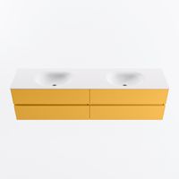 MONDIAZ VICA 190cm badmeubel onderkast Ocher 4 lades. Wastafel MOON dubbel 2 kraangaten, kleur Talc.