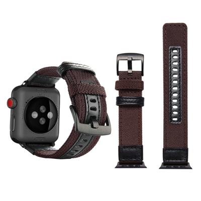 Jeep stijl nylon polshorloge band met roestvrijstalen gesp voor Apple Watch serie 3 & 2 & 1 42mm (bruin)
