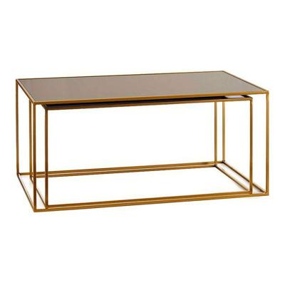 Set van 2 tafels Gift Decor Zwart Gouden Metaal Kristal 55 x 40 x 90 cm