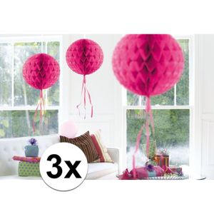 3x feestversiering decoratie bollen fel roze 30 cm