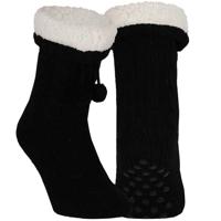 Apollo Huissloffen - kinderen - gebreid - slofsokken - zwart - one size maat 36/41 - fleece