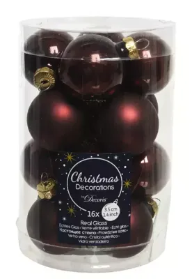 Decoris kerstballen glas mohanie 3,5cm 16st