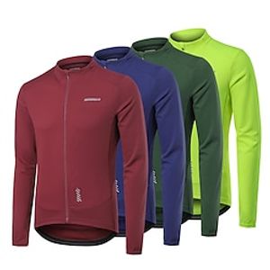 Voor heren Wielrenshirt Lange mouw Winter Fietsen Sweatshirt Trainingspak Shirt met 3 achterzakken Bergracen Wegwielrennen triathlon Sneldrogend Reflecterende strips Achterzak Lampenkatoen Rode Wijn Lightinthebox