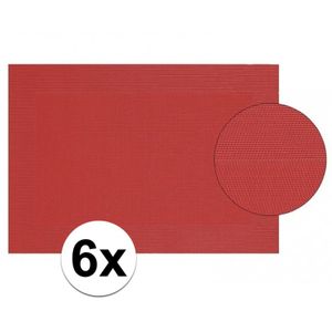 6x Placemat gevlochten rood 45 x 30 cm