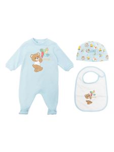 Moschino Kids lot de trois grenouillères à imprimé Teddy Bear - Bleu